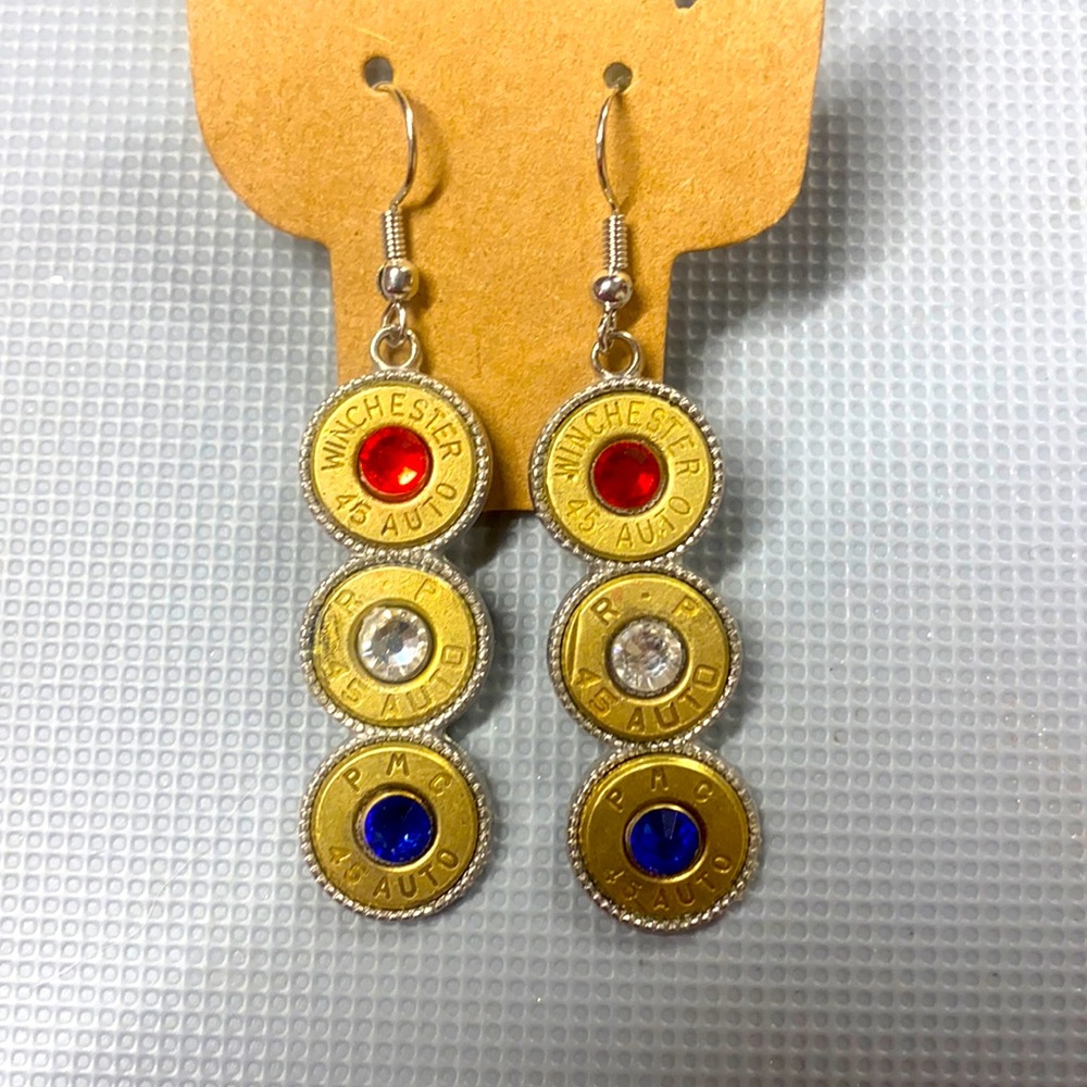 Red white and blue bullet earrings
